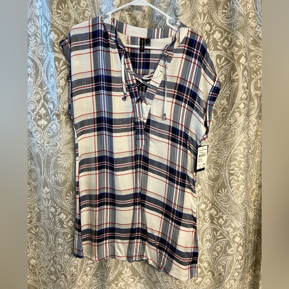 NWT Flannel T-Shirt Dress w/tie front